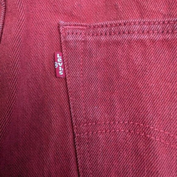 Levi's 501 XX Red Jeans - Black Button Fly Mens Size 38x30 Crease Lines Straight - Picture 11 of 13